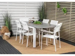 Albany Tuinmeubelset Tafel 90X152/210Cm En 6 Stoel Santorini Wit, Grijs, Cremekleur.-Vente-unique Best