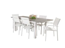 Albany Tuinmeubelset Tafel 90X152/210Cm En 6 Stoel Santorini Wit, Grijs, Cremekleur.-Vente-unique Best