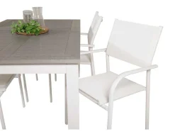 Albany Tuinmeubelset Tafel 90X152/210Cm En 4 Stoel Santorini Wit, Grijs, Cremekleur.-Vente-unique Clearance