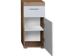 Amandamandobea Badkamerkast 1 Lade, 2 Deuren Eiken Decor, Wit Hoogglans.-Trendteam Hot