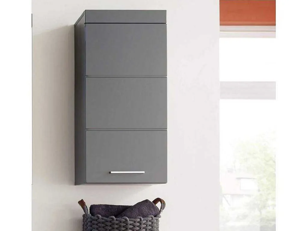 Amandamandobea Badkamerkast 1 Deur Grijs, Agave Grijs Hoogglans.-Trendteam Discount