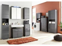 Amandamandobea Badkamerkast 1 Deur Grijs, Agave Grijs Hoogglans.-Trendteam Discount
