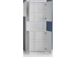 Amandamandobea Kolomkast 1 Open Vak, 4 Deuren Wit, Wit Hoogglans.-Trendteam Online