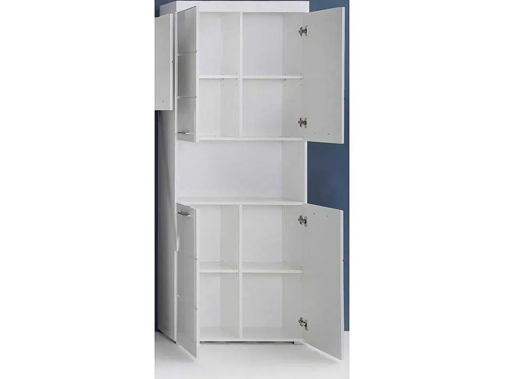 Amandamandobea Kolomkast 1 Open Vak, 4 Deuren Wit, Wit Hoogglans.-Trendteam Online