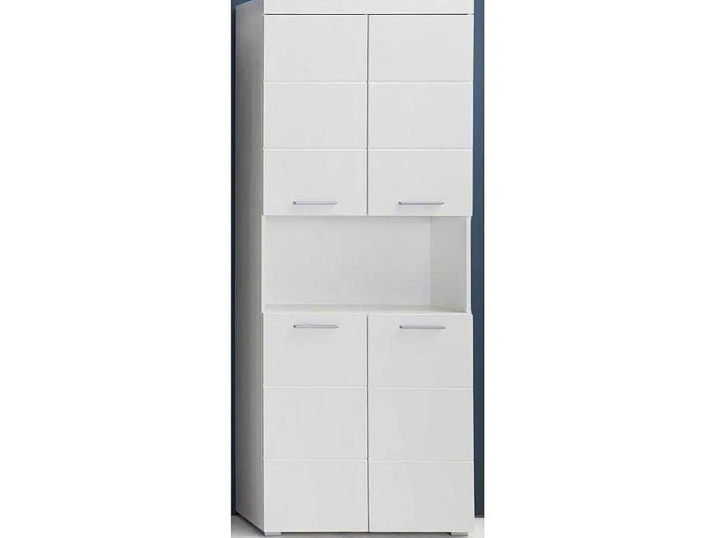 Amandamandobea Kolomkast 1 Open Vak, 4 Deuren Wit, Wit Hoogglans.-Trendteam Online