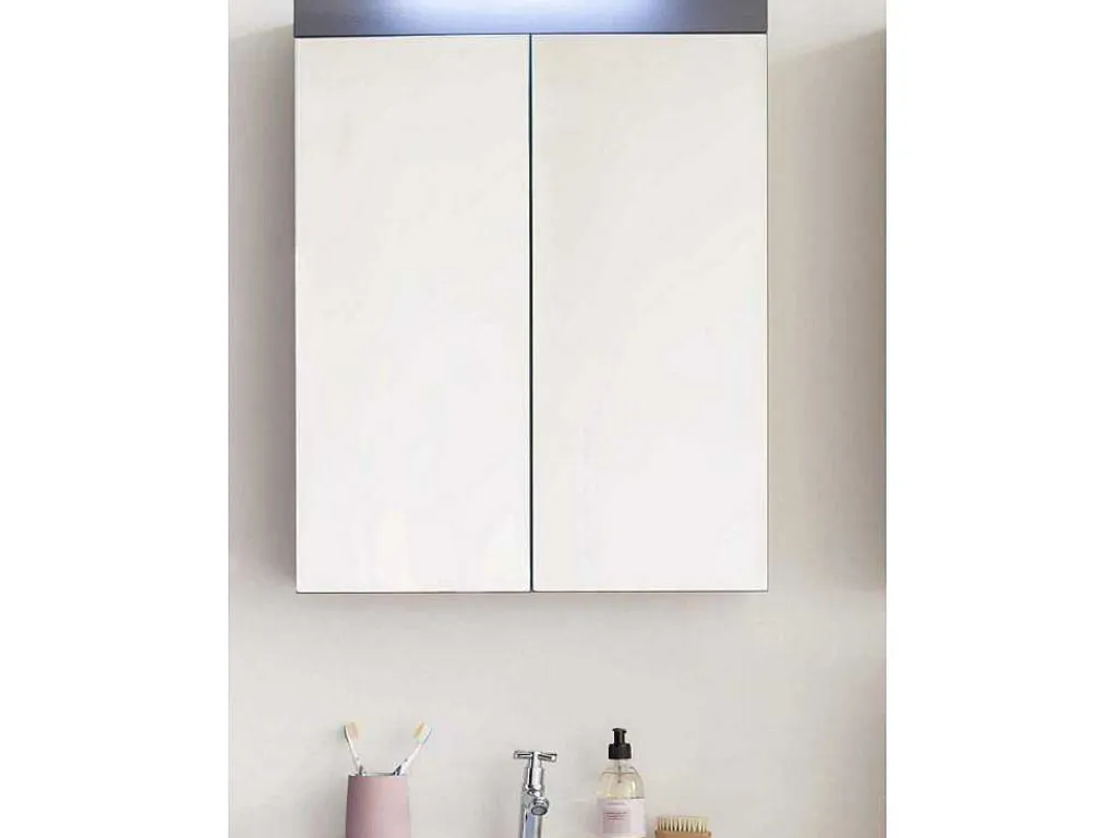 Amandamandobea Spiegelkast A 2 Spiegelende Deuren Grijs, Agave Grijs Hoogglans.-Trendteam Online