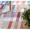 Andre 2295 Tapijt Wasbaar Klaver Strips Antislip - Roze / Blauw 120X170 Cm-RugsX Sale