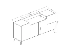 Annalisa Multifunctioneel Kabinet, Wit, Zwart, 160X42X75 Cm,-EPIKASA