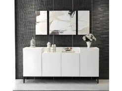 Annalisa Multifunctioneel Kabinet, Wit, Zwart, 160X42X75 Cm,-EPIKASA