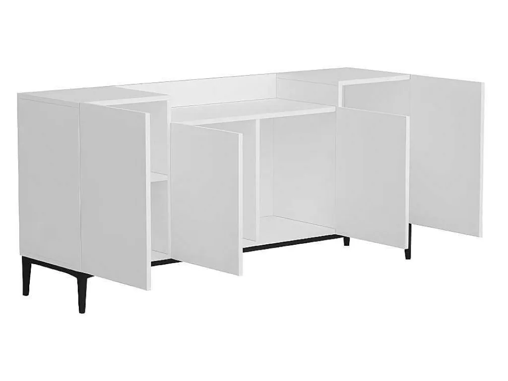 Annalisa Multifunctioneel Kabinet, Wit, Zwart, 160X42X75 Cm,-EPIKASA
