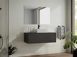 Antracietgrijs Hangend Badkamermeubel Met Enkele Wastafel - 94 Cm - Teana Ii-Vente-unique Hot