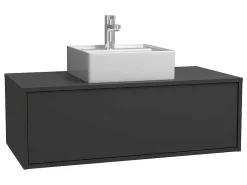 Antracietgrijs Hangend Badkamermeubel Met Enkele Wastafel - 94 Cm - Teana Ii-Vente-unique Hot