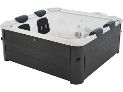 Antracietgrijze Halfharde Spa Met 6 Plaatsen Met Ledverlichting En Accessoires - 128 Stralen - L160 X B160 X H65 Cm - Napuka Van-Mspa Sale