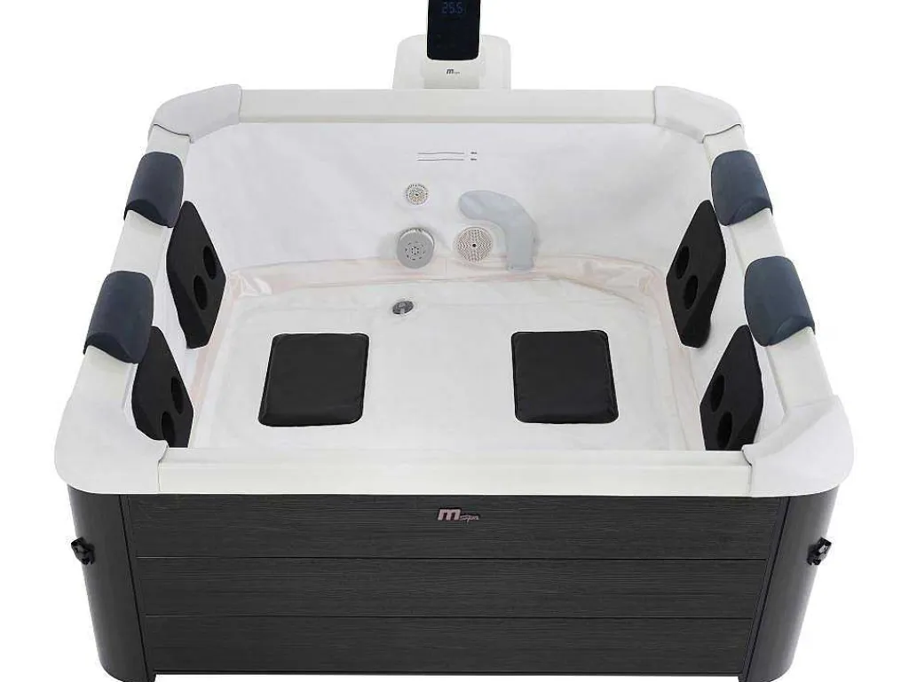 Antracietgrijze Halfharde Spa Met 6 Plaatsen Met Ledverlichting En Accessoires - 128 Stralen - L160 X B160 X H65 Cm - Napuka Van-Mspa Sale