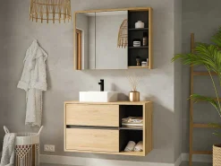 Badkamer Muurkast - Naturel Kleur - 100 Cm - Purnal-Vente-unique Outlet