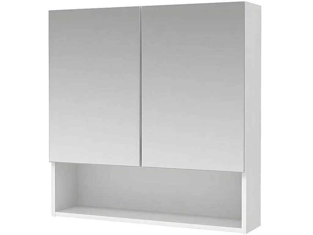 Badkamer Muurkast Met Spiegel En Nis Zumpa - Wit-Vente-unique Clearance