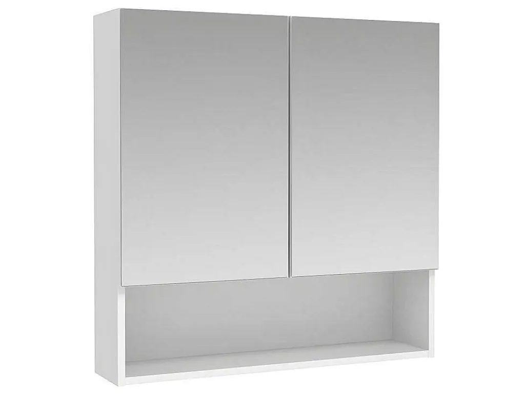 Badkamer Muurkast Met Spiegel En Nis Zumpa - Wit-Vente-unique Clearance