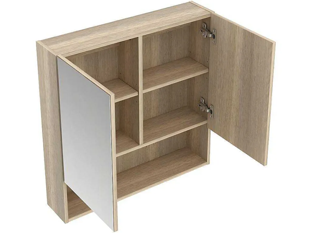 Badkamer Muurkast Met Spiegel En Nis Zumpa - Eik-Vente-unique Sale
