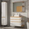 Badkamerkast Met Spiegels - Licht Naturel En Wit - 94 Cm - Anida-Vente-unique Online