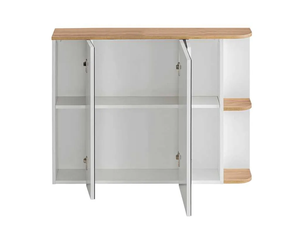 Badkamerkast Met Spiegels - Licht Naturel En Wit - 94 Cm - Anida-Vente-unique Online