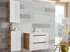 Badkamerkast Naturel En Wit - L32 X B35 X H68 Cm - Aruba-Vente-unique New