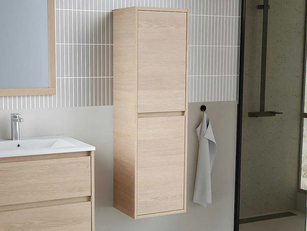 Badkamerkolom - Eikenfineer - L30 X B35 X H120 Cm - Enosea-Vente-unique New