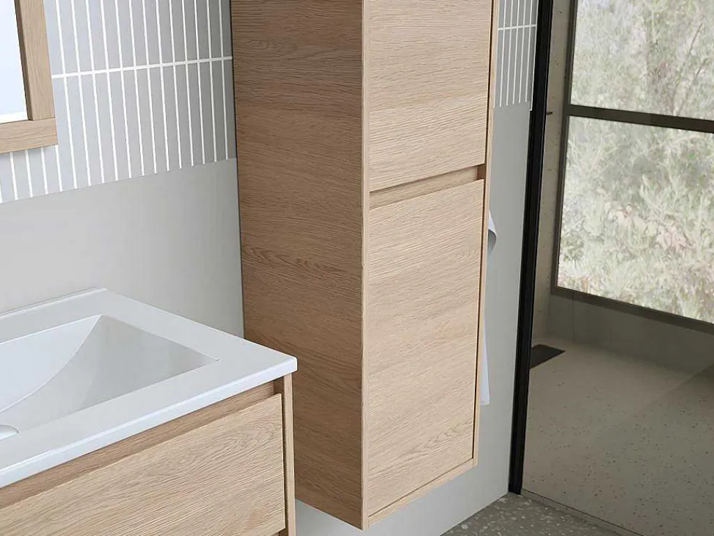Badkamerkolom - Eikenfineer - L30 X B35 X H120 Cm - Enosea-Vente-unique New