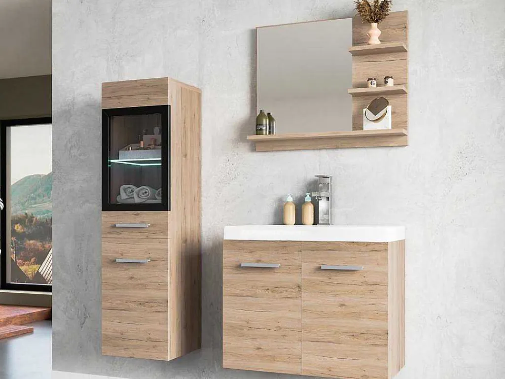 Badkamerkolom Met Led'S - Licht Naturel - L30 X B30 X H109 Cm - Laurine-Vente-unique