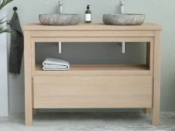 Badkamermeubel Met Opzetwastafel Van Steen - Eikenfineer - 120 Cm - Cosmoti-Vente-unique Hot
