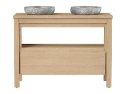 Badkamermeubel Met Opzetwastafel Van Steen - Eikenfineer - 120 Cm - Cosmoti-Vente-unique Hot