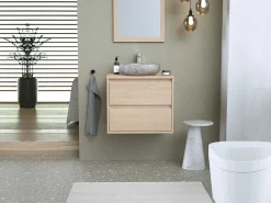 Badkamermeubel Met Opzetwastafel Van Steen - Eikenfineer - 60 Cm - Milipam-Vente-unique Sale