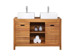 Badkamermeubel Van Acaciahout Met Enkele Wastafel - 130 Cm - Pulukan-Vente-unique Online