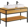 Badkamermeubel Van Licht Teakhout En Metaal Met Dubbele Wastafel - 120 Cm - Tukad-Vente-unique Best