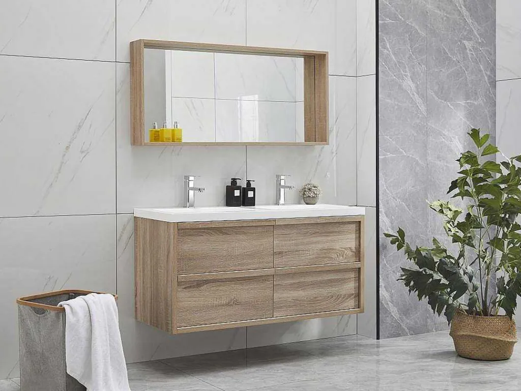 Badkamerspiegel Met Rand, Licht Naturel - L120 X H55 Cm - Quadra-OZAIA Sale