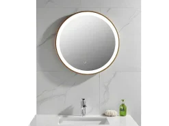 Badkamerspiegel Rond Met Led-Verlichting Numea - L60 X H60 Cm - Goudkleurig-OZAIA New