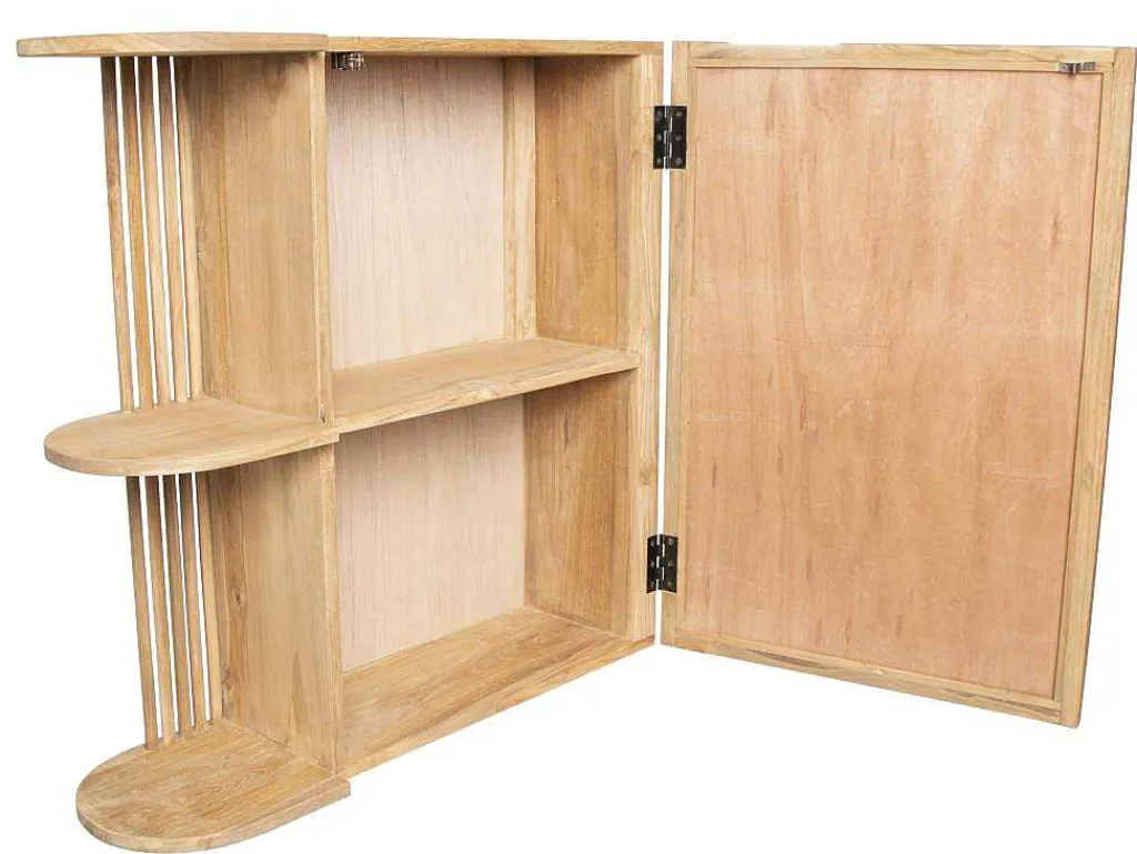 Badkamerwandkast Van Teak Met Spiegel En Nissen - Naturel - Cimahi-OZAIA Best