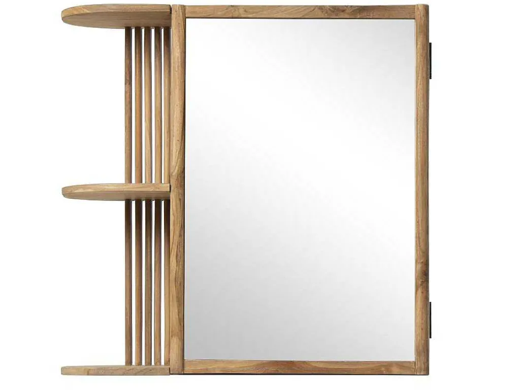 Badkamerwandkast Van Teak Met Spiegel En Nissen - Naturel - Cimahi-OZAIA Best