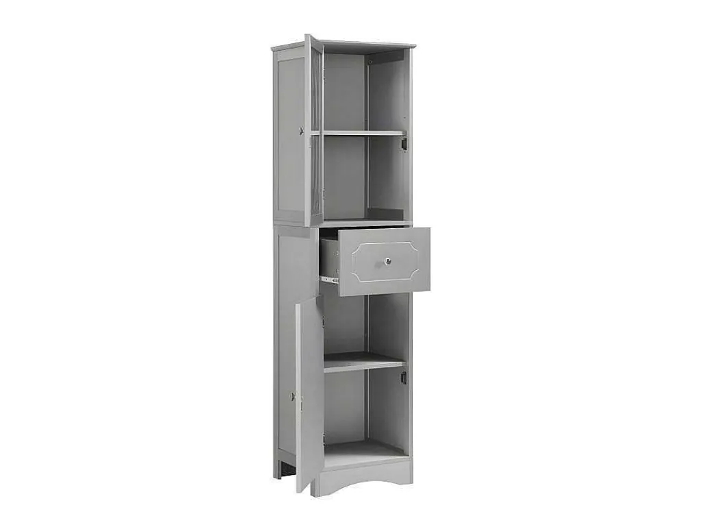 Badkamerzuil - 1 Lade En 2 Deuren - Verstelbare Planken - Grijs-ModernLuxe Clearance