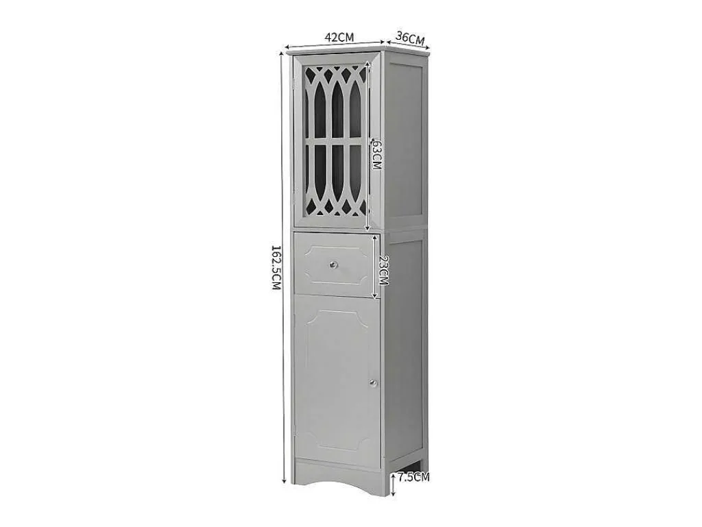 Badkamerzuil - 1 Lade En 2 Deuren - Verstelbare Planken - Grijs-ModernLuxe Clearance