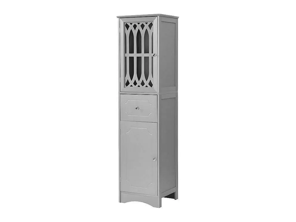 Badkamerzuil - 1 Lade En 2 Deuren - Verstelbare Planken - Grijs-ModernLuxe Clearance