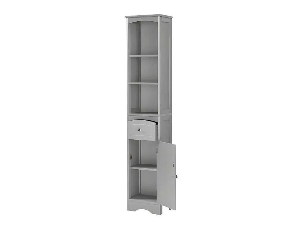 Badkamerzuil - H 170 Cm - Met 1 Lade En Verstelbare Planken - Grijs-ModernLuxe Clearance