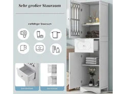 Badkamerzuil Met 2 Deuren En 1 Lade - Verstelbare Planken - Wit - 42 X 36 X 162,5 Cm-Vente-unique Discount