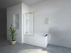 Badscherm Goudkleurig Industriele Stijl 80 X 140 Cm Gehard Glas Bradenton-Shower & Design Best