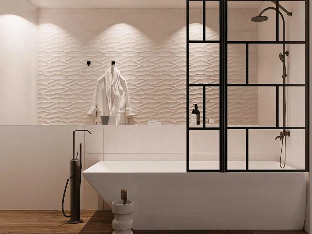 Badscherm In Industriele Stijl Met Beweegbaar Deel - 100 X 140 Cm - Obelini-Shower & Design Sale