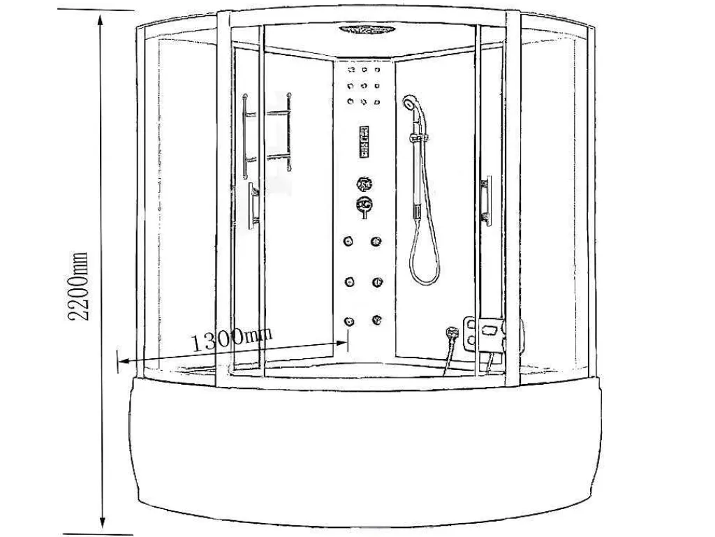 Baignoire-Douche Hydromassagehoek Chromotherapie 130 X 130 Cm - Aster-ELITESHOPPING Outlet