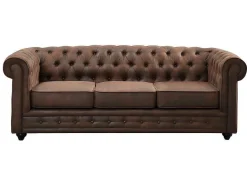 Bankstel En Fauteuil Chesterfield Van Microvezel Met Vintage Look-Vente-unique Sale