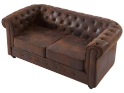 Bankstel En Fauteuil Chesterfield Van Microvezel Met Vintage Look-Vente-unique Sale