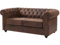 Bankstel En Fauteuil Chesterfield Van Microvezel Met Vintage Look-Vente-unique Sale
