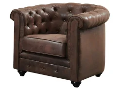 Bankstel En Fauteuil Chesterfield Van Microvezel Met Vintage Look-Vente-unique Sale