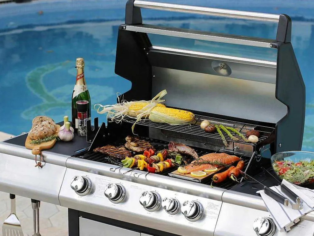 Barbecue Op Gas Met 4 Branders, 1 Rechaud Aan De Zijkant En 1 Grill 148 X 56 X 121 Cm - Roasty-Vente-unique Best